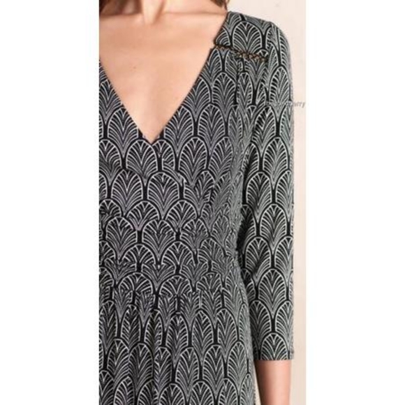 Anthropologie Maeve Galena Leaf Print Faux Wrap Midi Dress, Size S - Picture 3 of 6